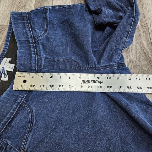Old Navy Super Skinny Jean Womens 14 Blue Pull On Raw Hem Stretch Denim Jeggings - Picture 9 of 10